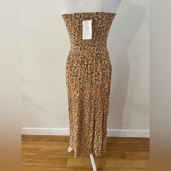 New! Anthropologie Patrons of peace floral dress smocked strapless dress - Picture 3 of 7